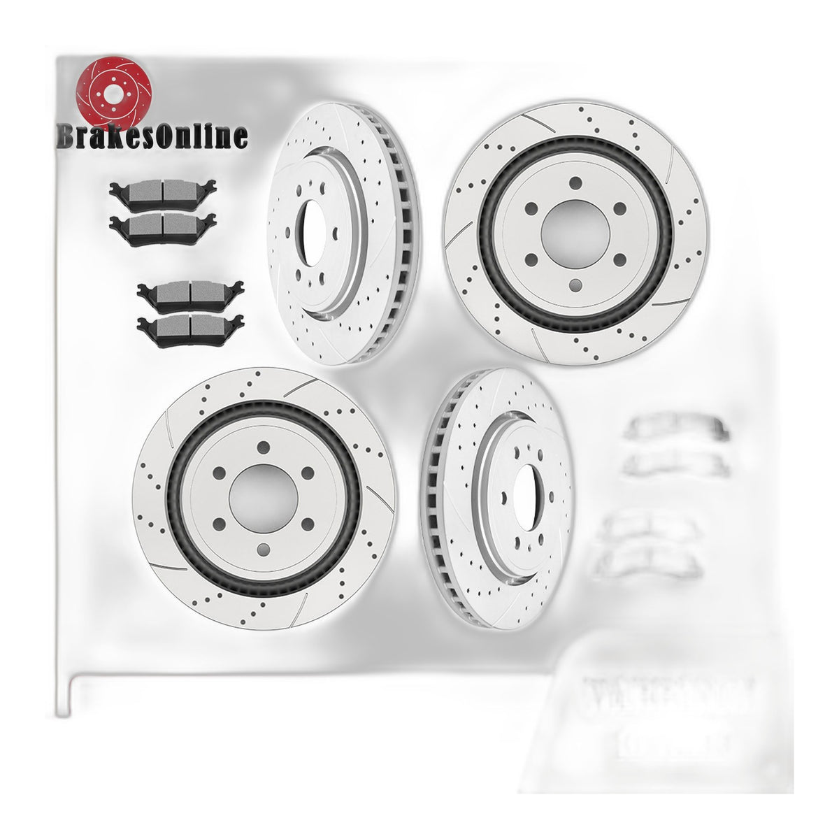 Front and Rear Brake Rotors Pads Kit for Ford F-150 2012-2014 2015-2020 Slotted