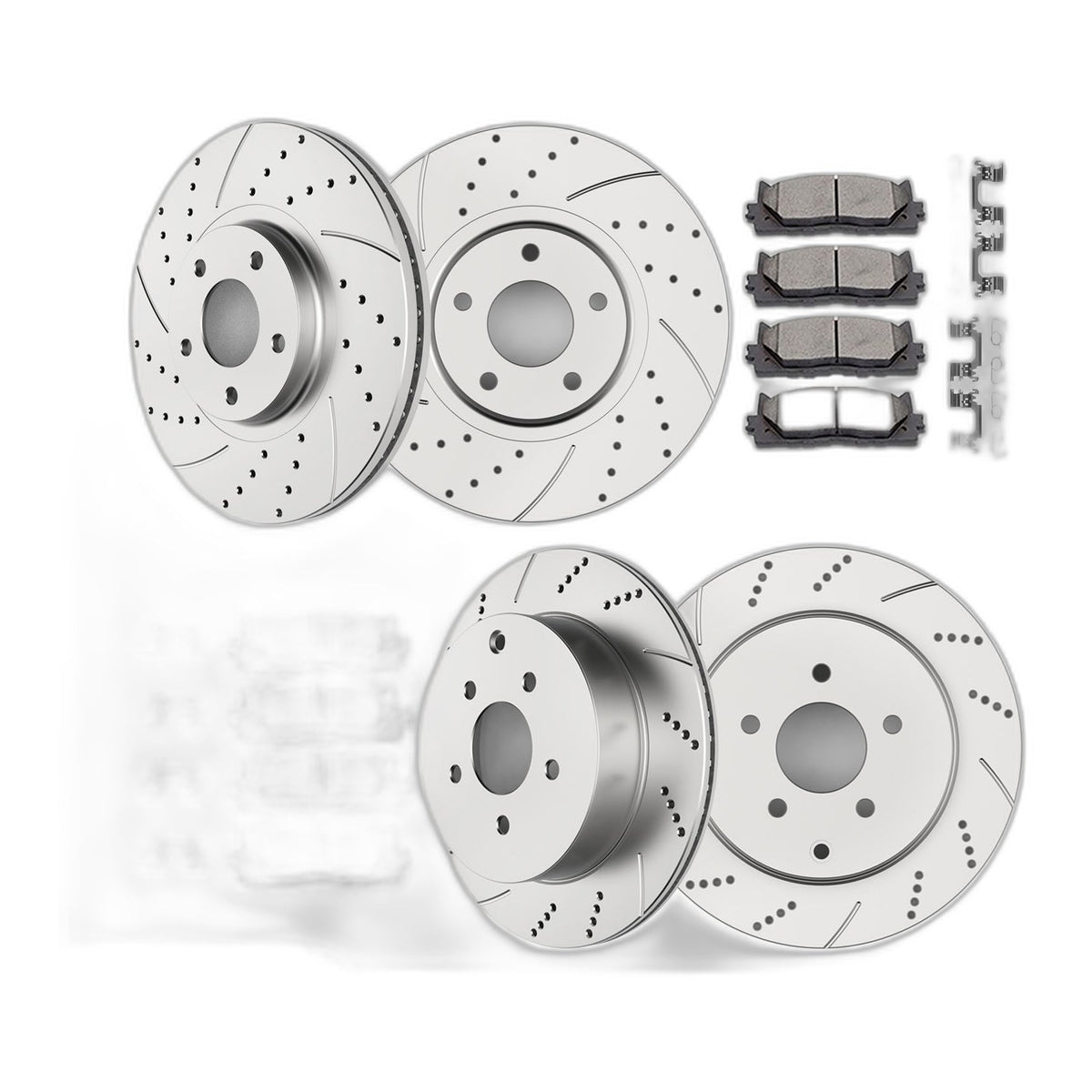 For 2014-24 Infiniti Q50 Q60 Front and Rear Drilled Disc Brake Rotors Pads Kit
