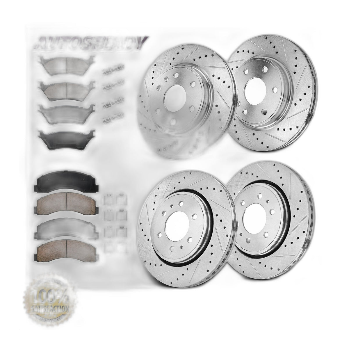 Front Rear Drilled Brake Rotors Pads Kit for 2012 2013 2014 - 2020 Ford F-150