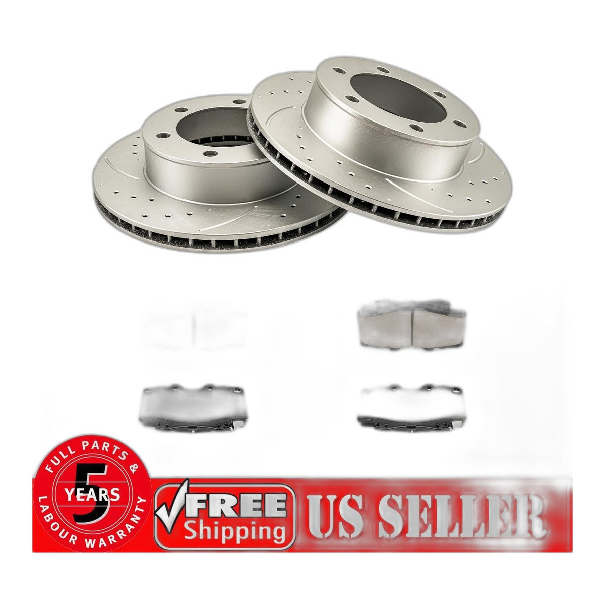 For 1999-2004 Toyota Tacoma Slotted Front Brake Rotors & Front Brake Pads Kit