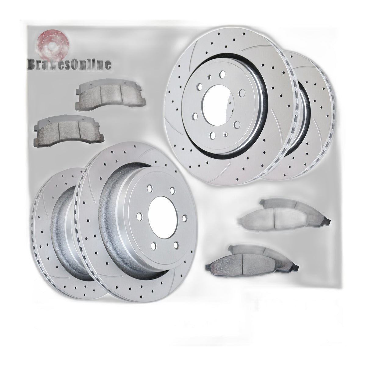 Front Rear Brake Rotors Pads Kit for 2012-2017 Ford F-150 Drilled Slotted Brakes