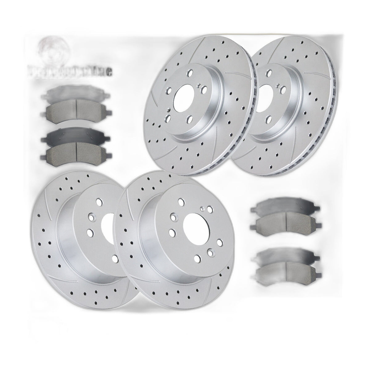 Front and Rear Brake Rotors Pads for Ford Fusion Lincoln MKZ Ford Fusion Slotted