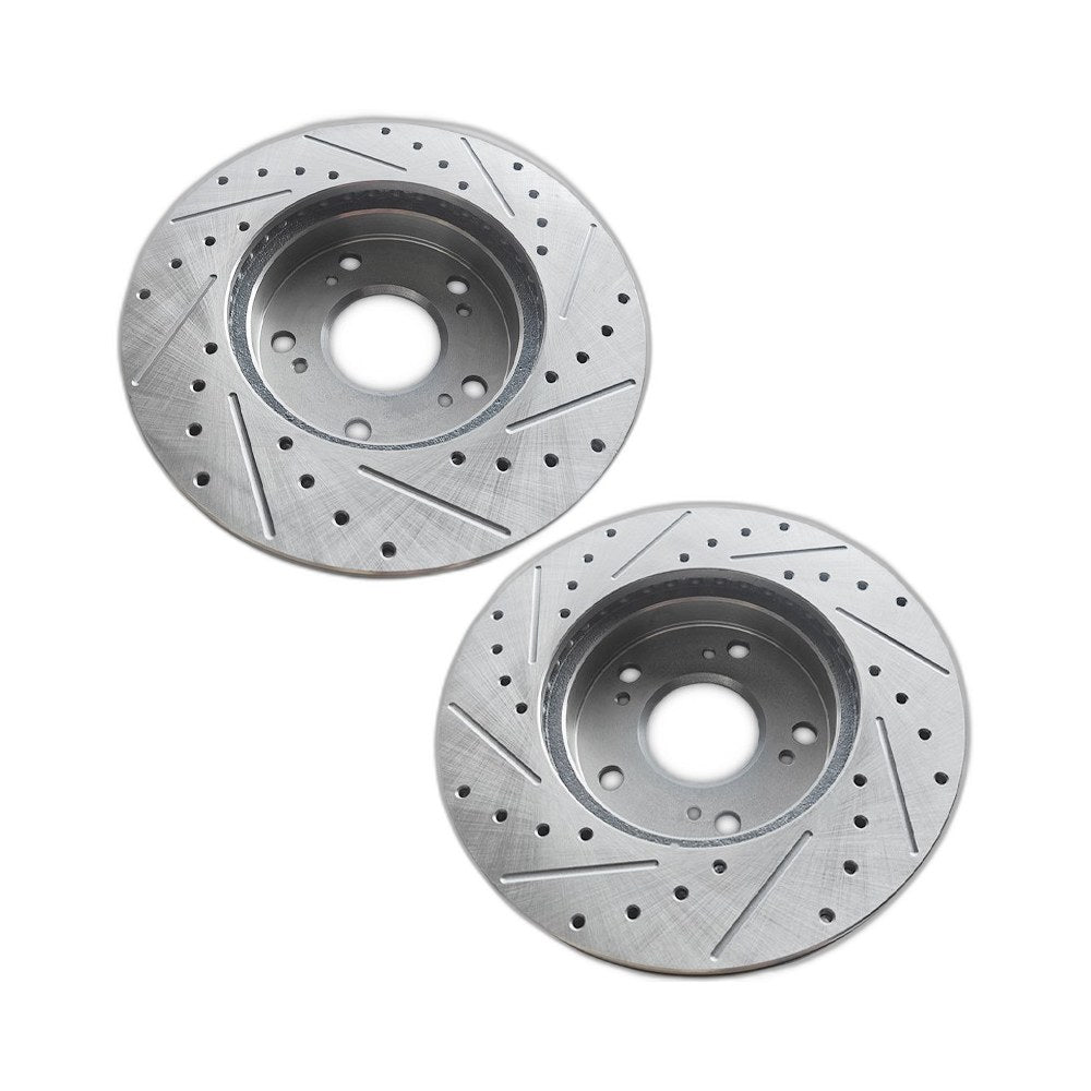 Pair Front Drilled + Slotted Brake Rotors For Acura RSX Honda CR-Z Civic 1.8L