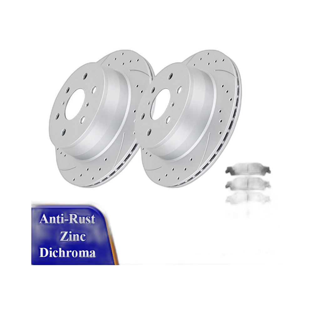 Rear Drilled Brake Rotors Pads Brakes for Chevy SILVERADO 1500 GMC SIERRA 1500