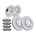 Front Rear Slotted Brake Rotors Pads for 2009-2020 Dodge Challenger Charger RWD
