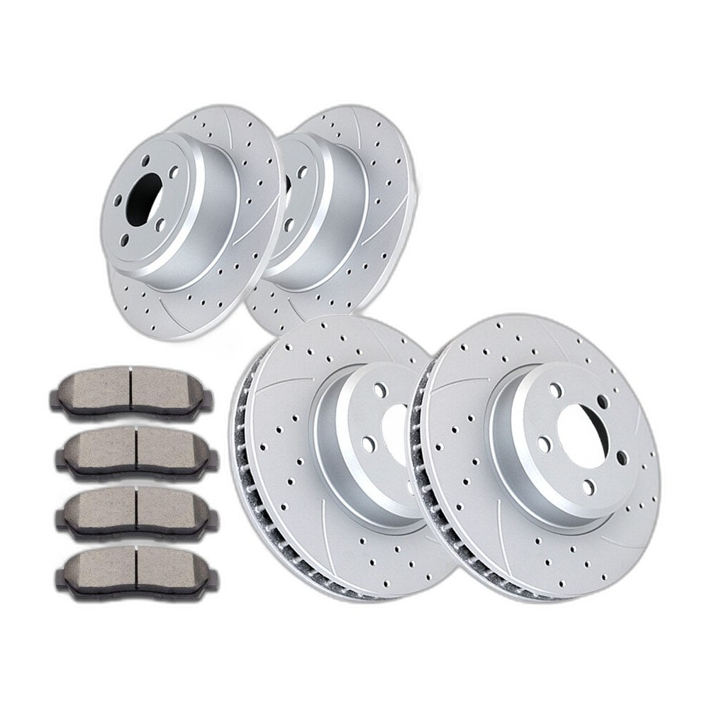 Front Rear Slotted Brake Rotors Pads for 2009-2020 Dodge Challenger Charger RWD