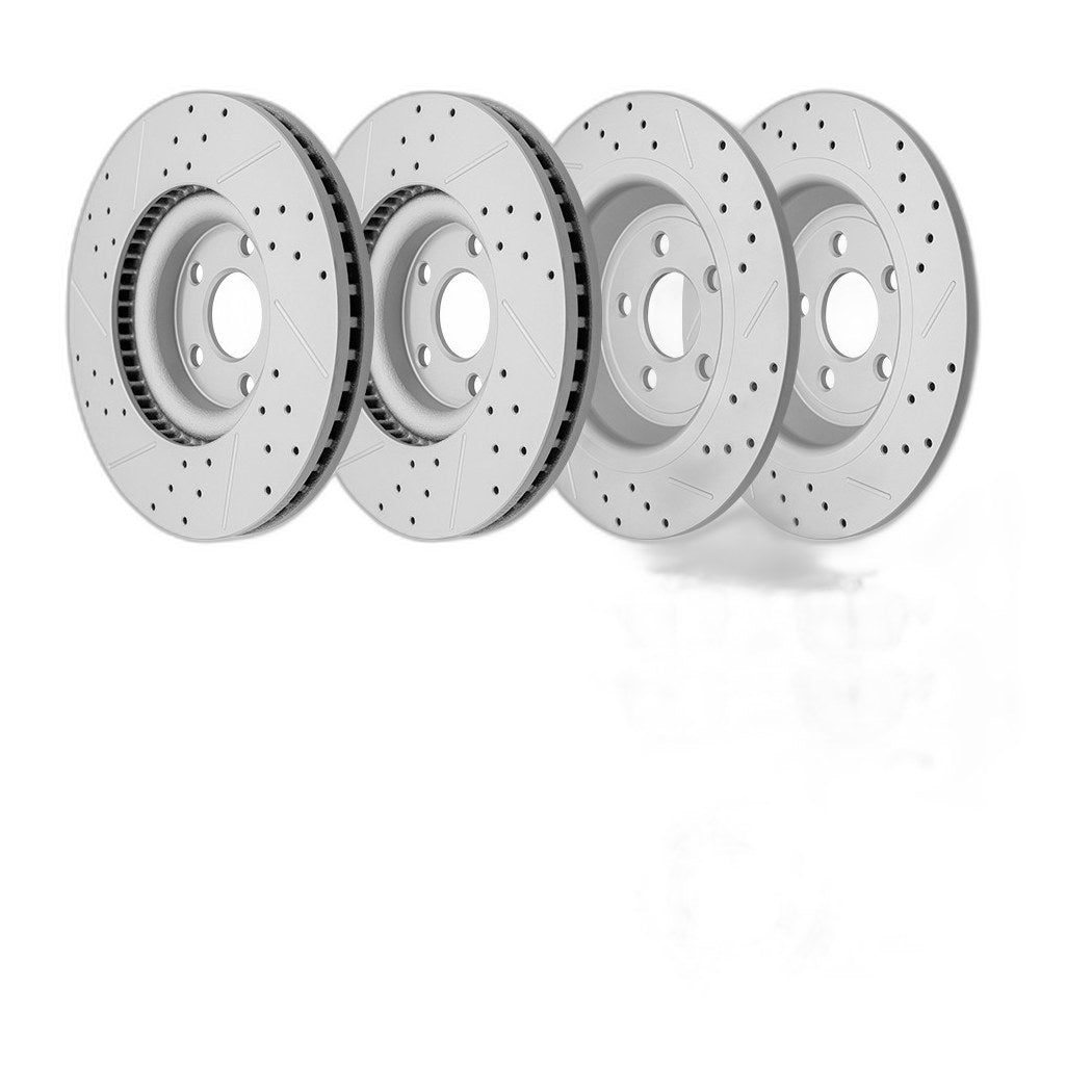 12.44" Front Rear Drilled Rotors Ceramic Brake Pads Kit for 2015-2020 Ford Edge
