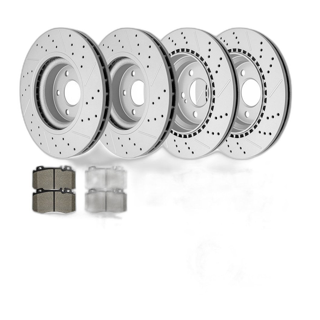 Front Rear Drilled Rotors Brake Pads Kit for Mercedes-Benz CLS500 CLS550 E550