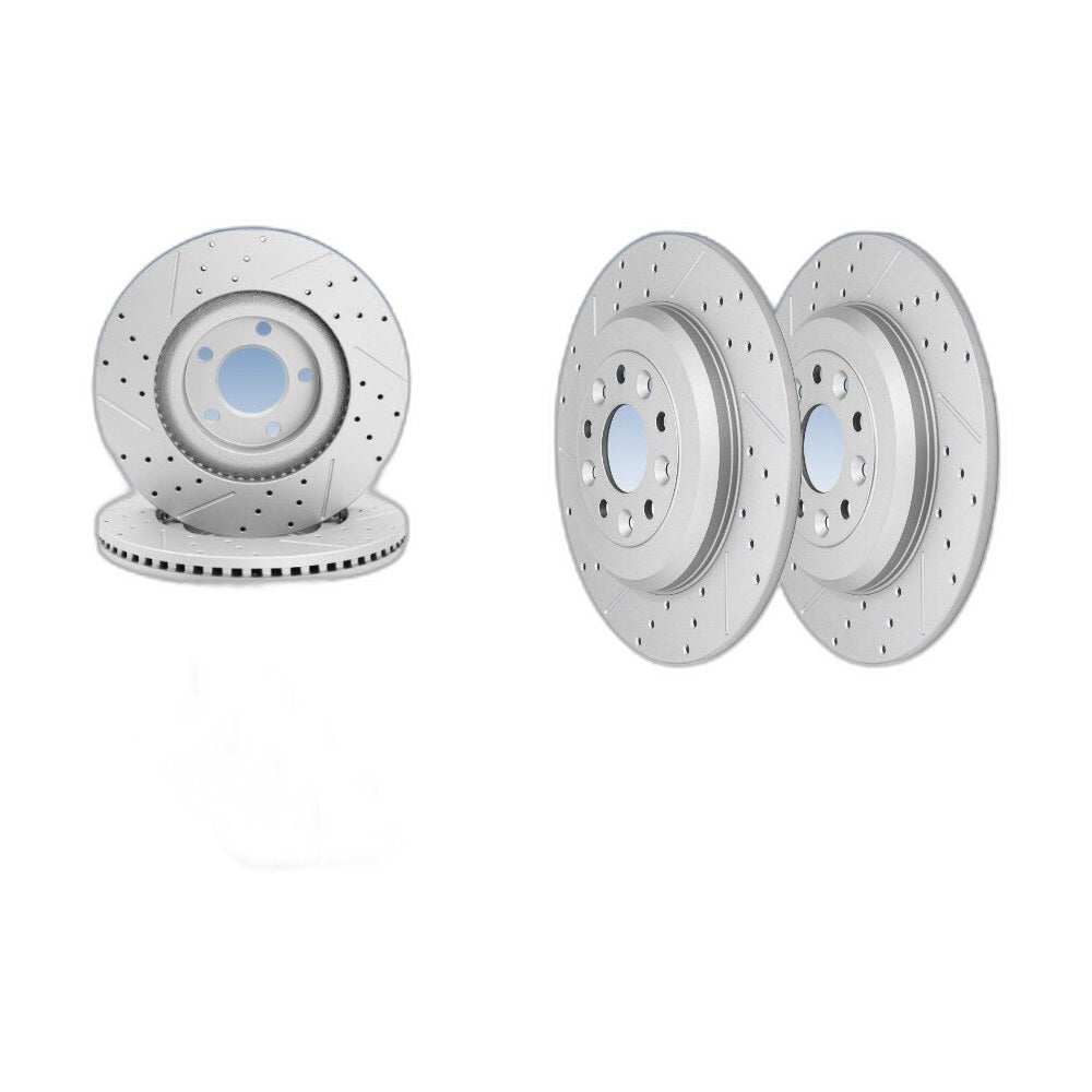 Front & Rear Drilled Brake Rotors & Pads For 2011 - 2014 Ford Edge Lincoln MKX