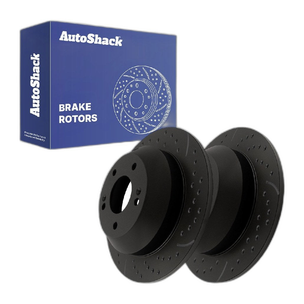 Rear Drilled Slotted Brake Rotors Pair for Kia, Sedona 2015-2021, FWD V6 3.3L
