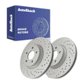 Front Drilled Slotted Brake Rotors Pair for Ford, C-Max 2013-2017, FWD L4 2.0L