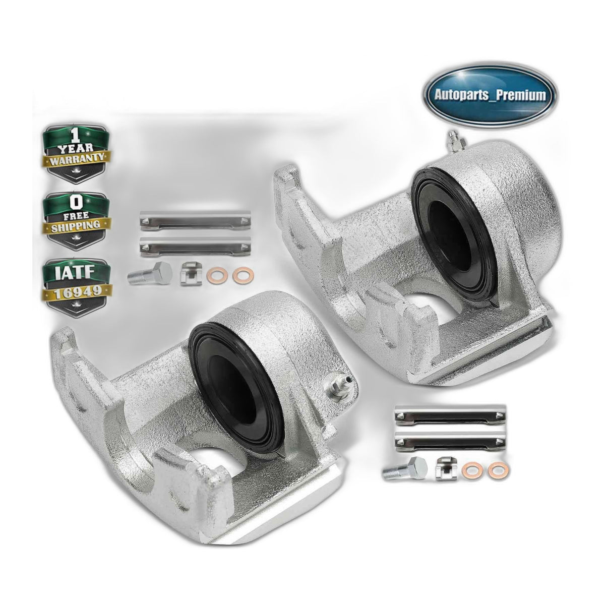 Pair Front Brake Calipers for Ford F-150 1986-1993 E-150 Econoline Club Wagon