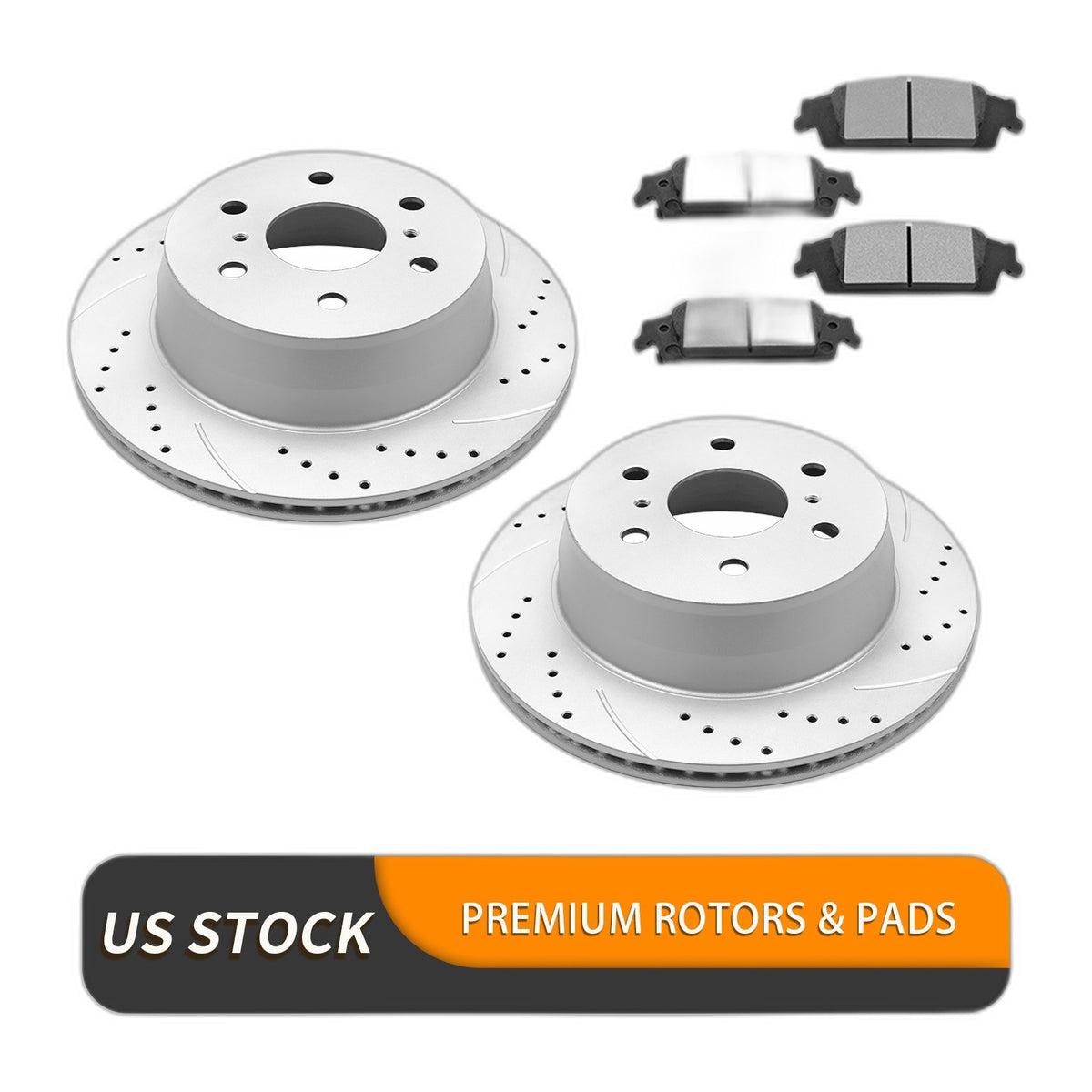 Rear Brake Rotors Pads Kits for GMC Sierra 1500 Yukon Drilled and Slotted
