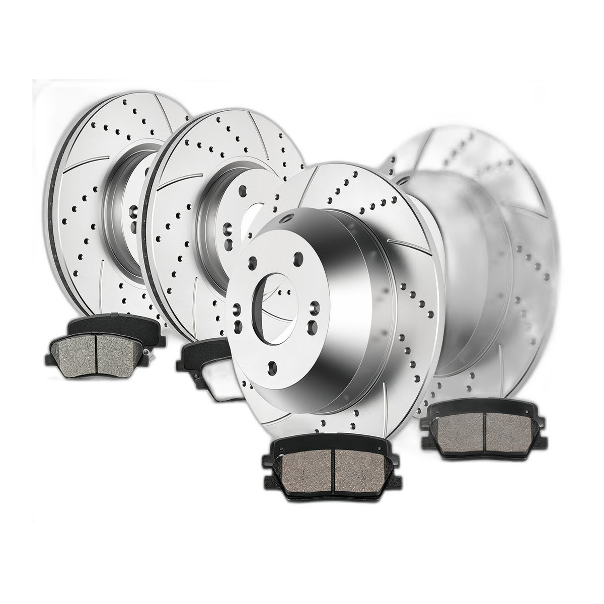 Front Rear Brake Rotors Brake Pads Kits for 2010-12 Hyundai Santa Fe Kia Sorento