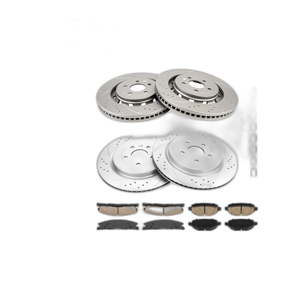 Front Rear Geomet Coated Brake Rotors & Pads For 2015-2018 Ford Explorer 3.5L