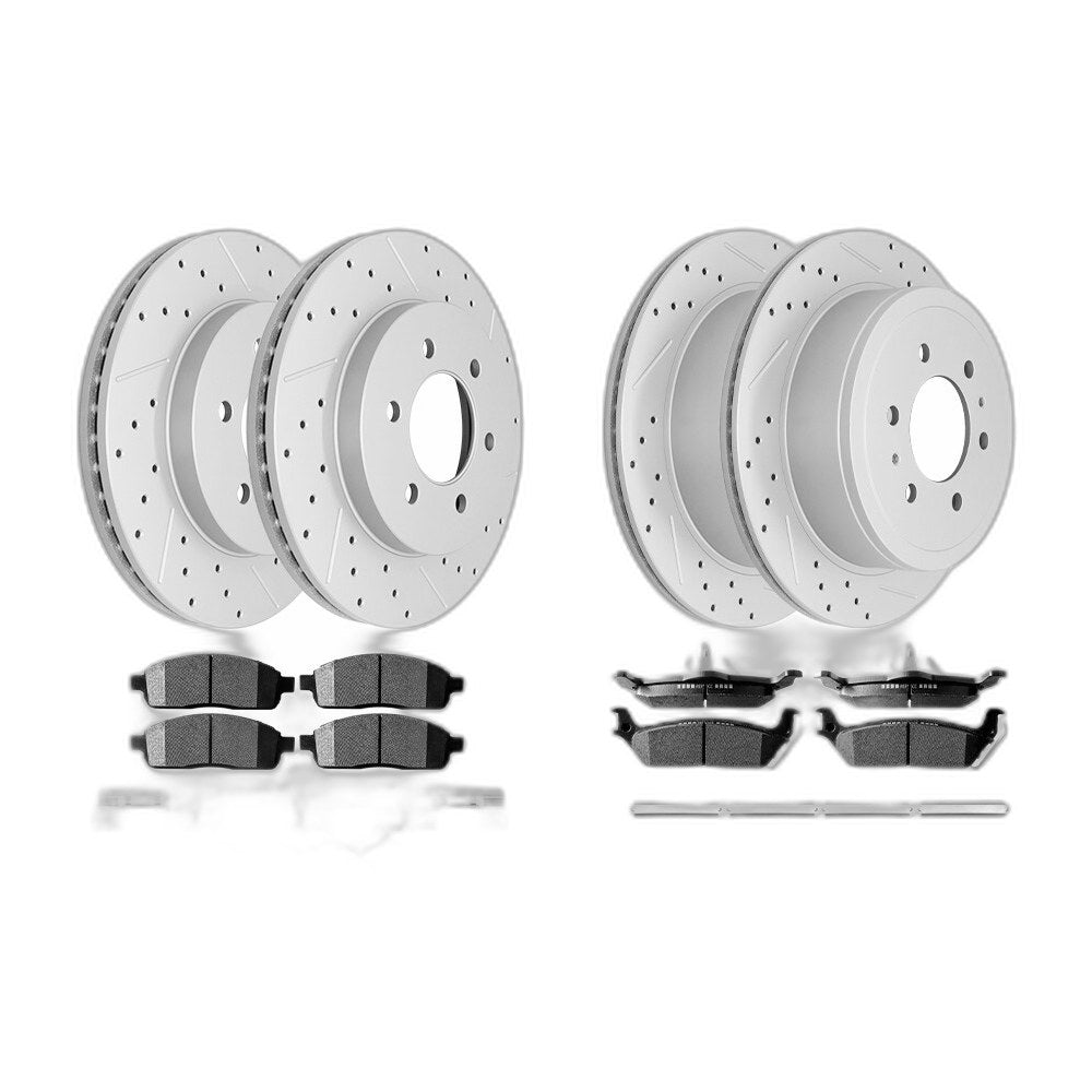 Front +Rear Disc Rotors Ceramic Brake Pads for 2004-2008 Ford F-150 Mark LT 4WD