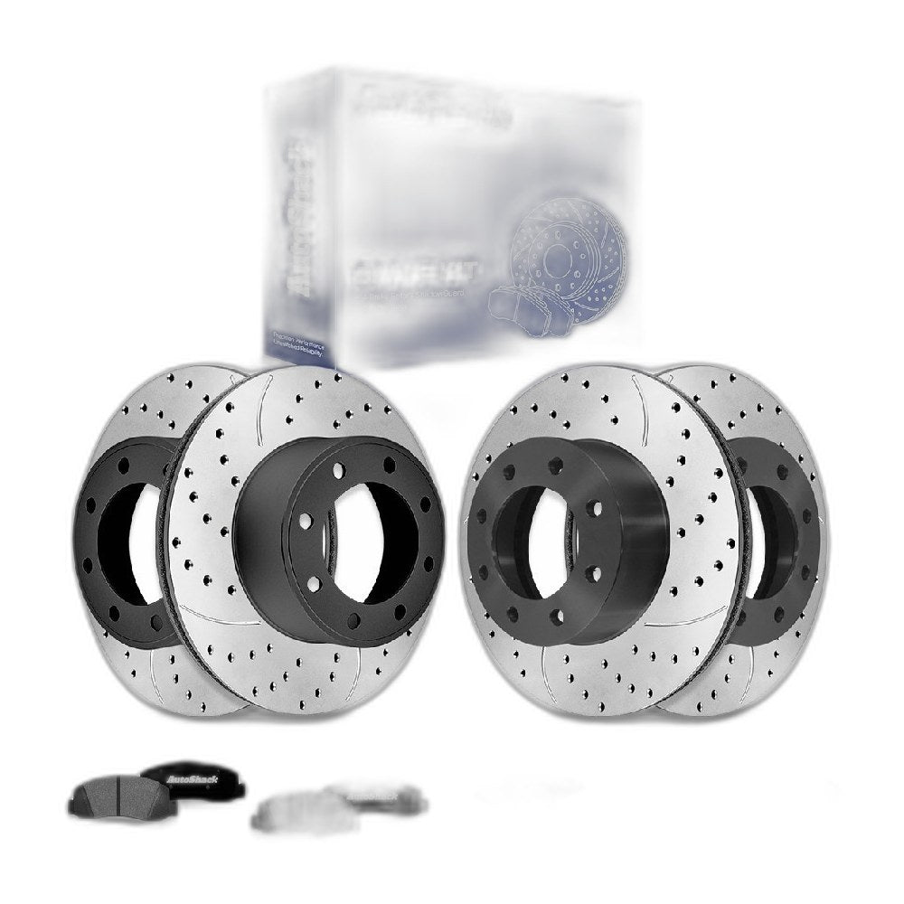 Front Rear Drilled Slotted Brake Rotors Ceramic Pads for F-250 Super Duty 2007