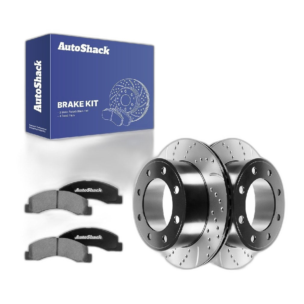Front Drilled Slotted Brake Rotors Ceramic Pads for Ford F-250 Super Duty 2004