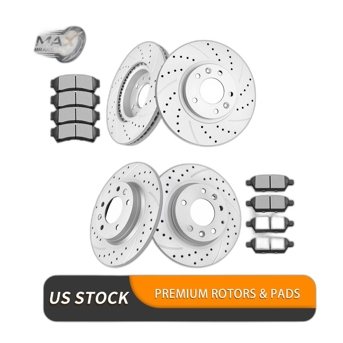 Front Rear Brake Rotors Pads Kit for Ford Fusion Lincoln MKZ Drilled Slotted