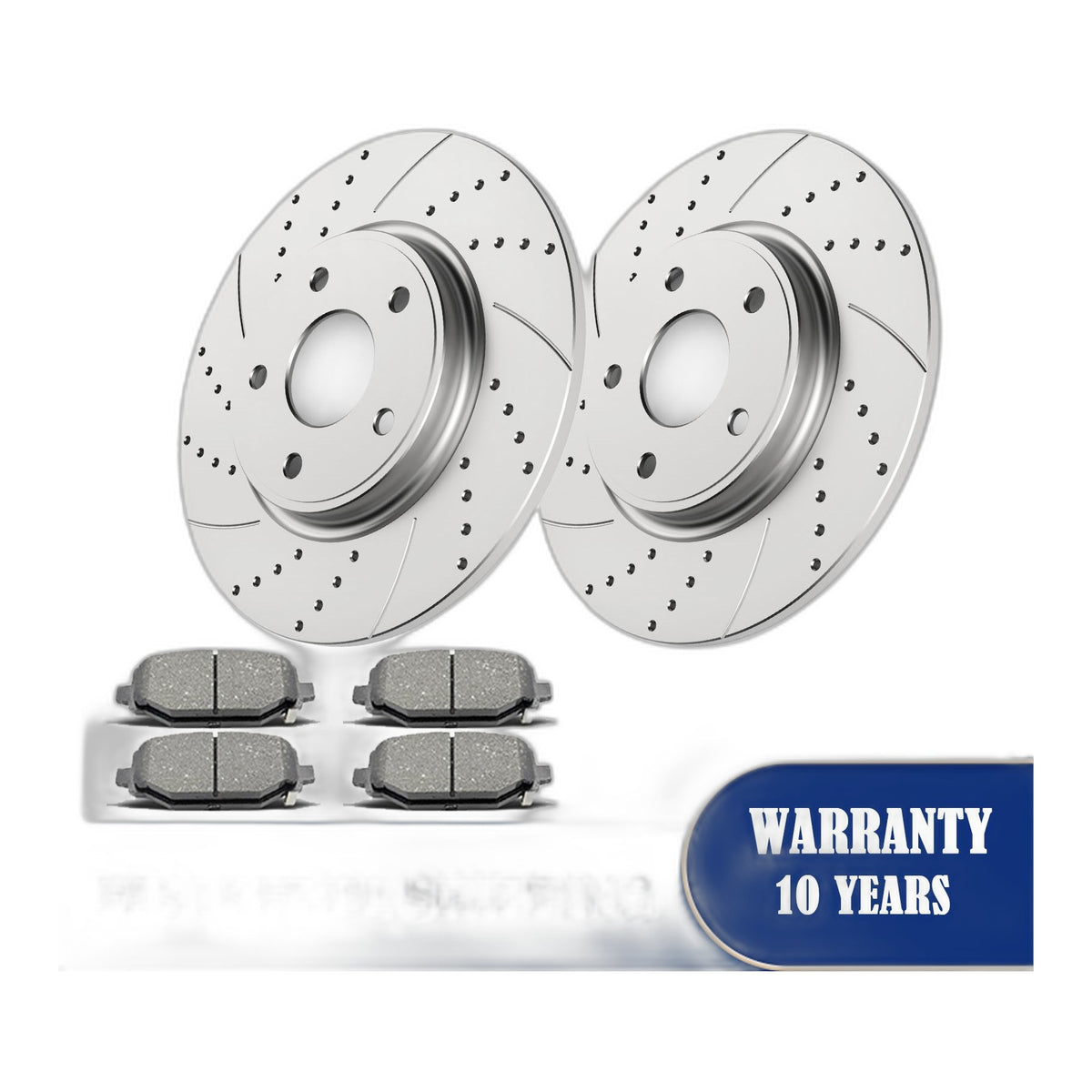 Rear Brake Rotors and Pads Kit for Dodge Journey 2015-2019 Slotted Brakes