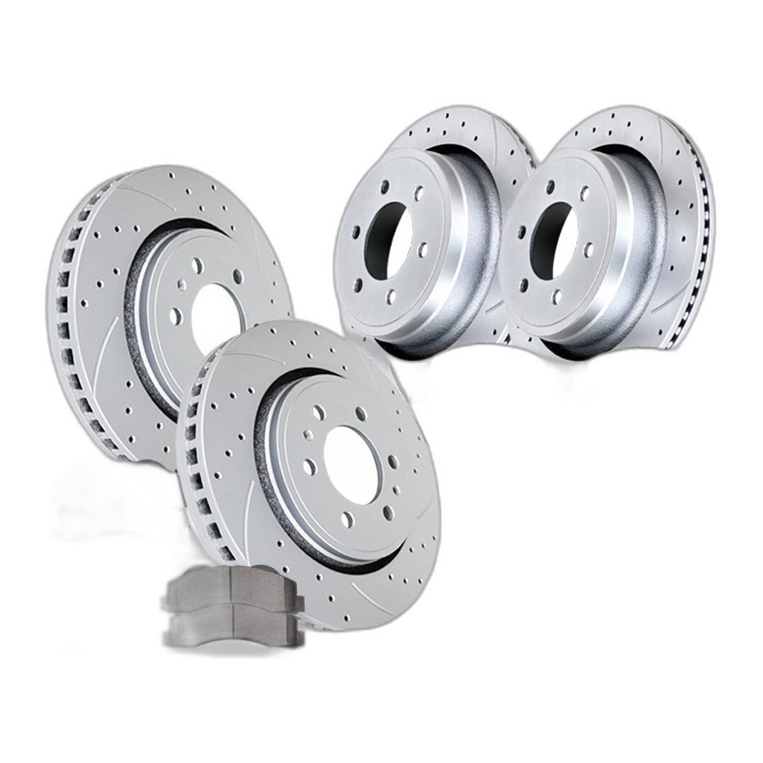 Fit 2012-2020 Ford F-150 Front Rear Slotted Brake Rotors and Pads Kits 6 Lugs