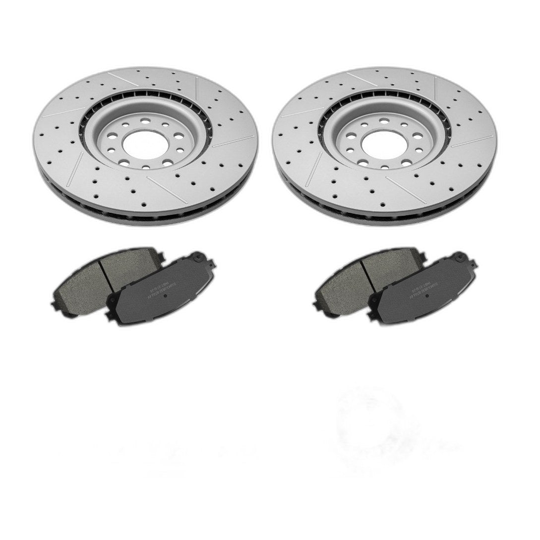 Front Brake Rotors + Ceramic Pads Kit for Jeep Cherokee W/Dual Piston 2014 -2023