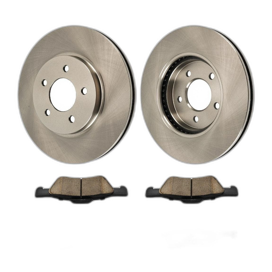 2x Front Brake Rotors + 4x Front Brake Pads Kit for 2005-2007 Ford Escape 3L V6
