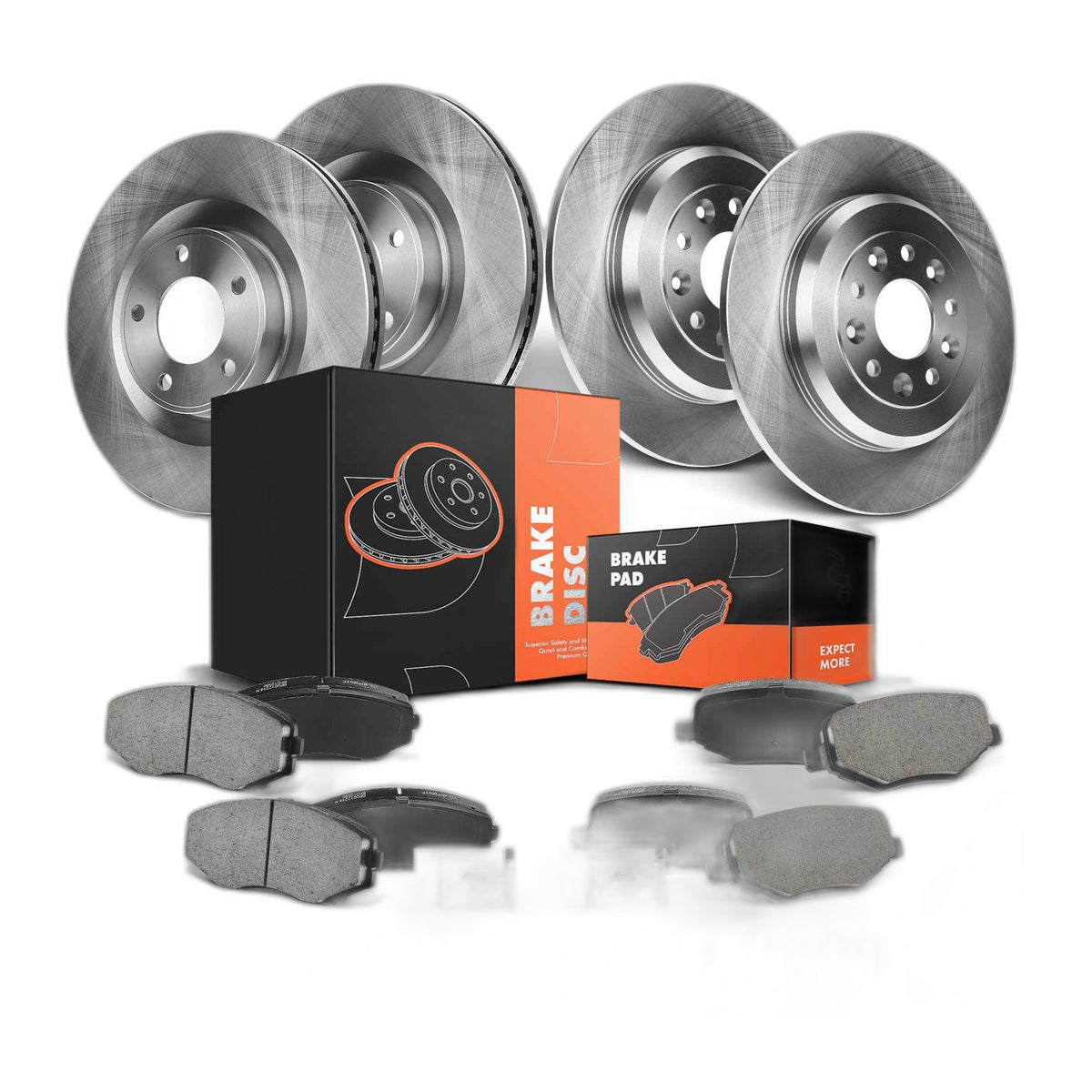 Front & Rear Disc Brake Rotors & Ceramic Pads for Ford Edge Lincoln MKX 11-14