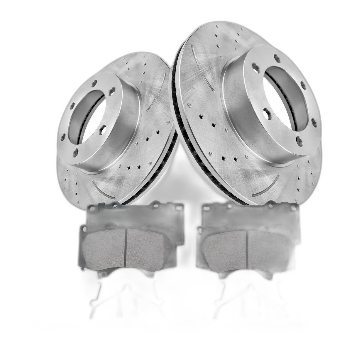 Front Drilled & Slotted Brake Rotors + Brake Pads Kit for Toyota Tundra Sequoia
