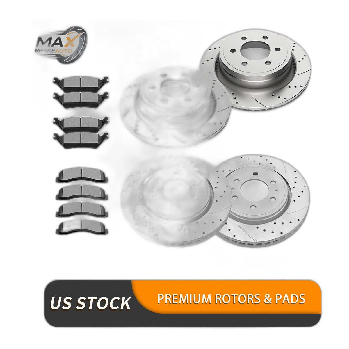 Front Rear Brake Rotors Pads Kit for 2012-2020 Ford F-150 Manual Parking Brakes