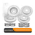 Front Rear Brake Rotors Ceramic Pads Kit for Ford Explorer Drilled Slotted