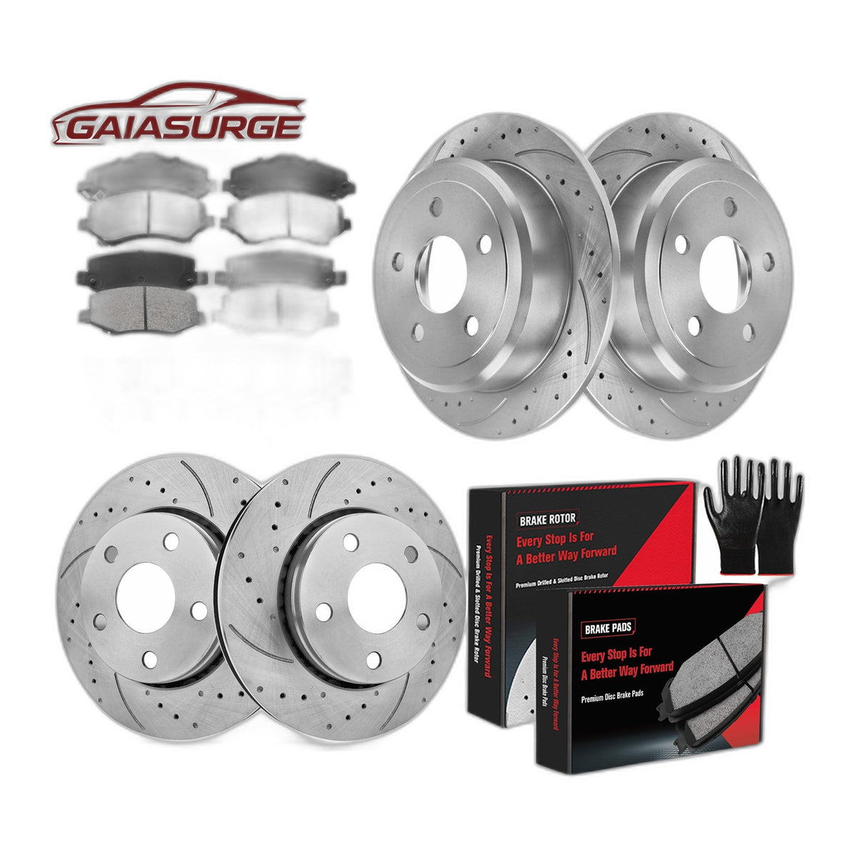Front Rear Disc Brake Rotors Brake Pads Kit for 2007-2016 2017 Jeep Wrangler JK