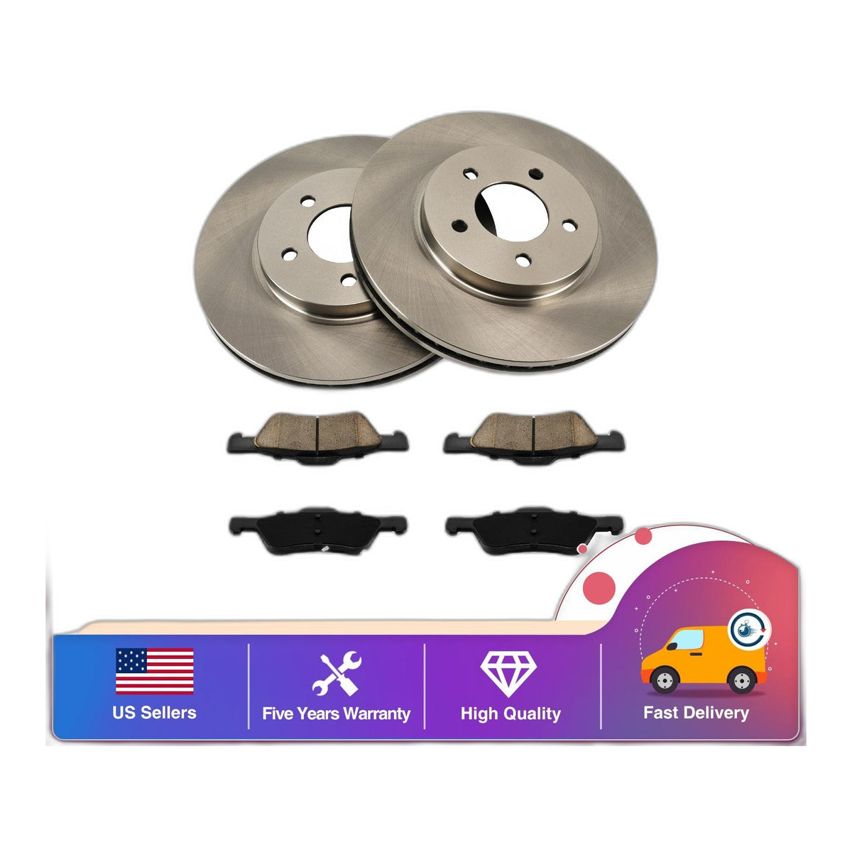 Front Brake Rotors & Ceramic Pads Kit Fits 2010 Ford Escape L4 2.5L DA1012BF