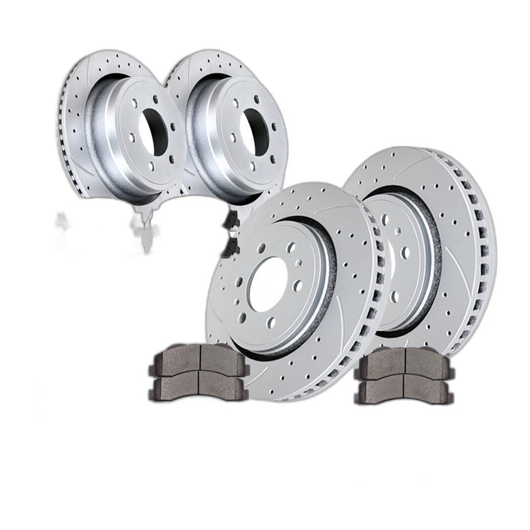 Front Rear Slotted Rotors Brake Ceramic Pads for 2012-2018 Ford F-150 Discs Kits