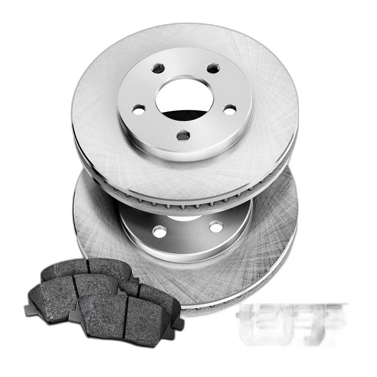 Ceramic Brake Pad & Rotor Kit - 4 Pads, 2 Rotors, Direct Fit