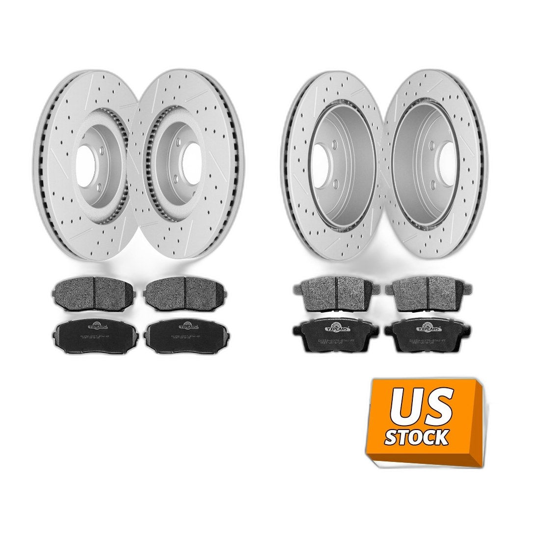 AWD Front Rear Drilled Rotors Ceramic Brake Pads for Ford Edge Lincoln MKX