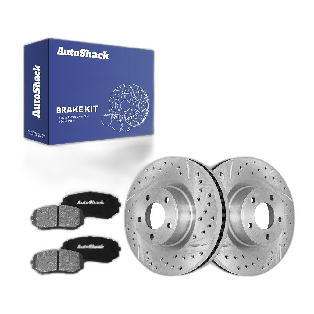 Front Drilled Slotted Brake Rotors Ceramic Pads for Ford Edge 2014