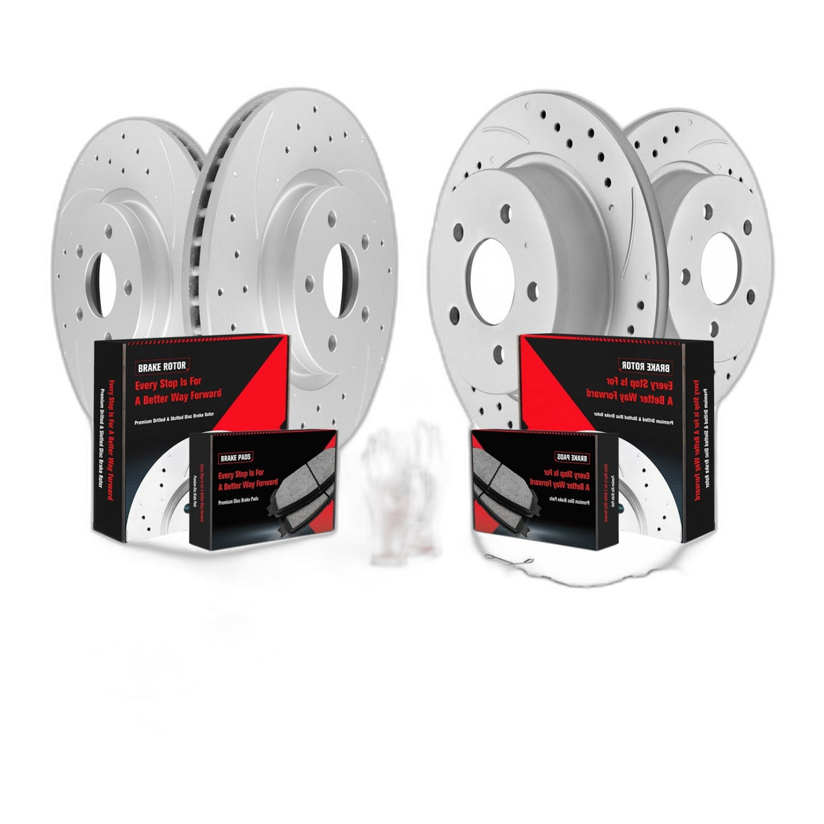 Front&Rear Drilled Brake Rotors Ceramic Pads Kit for 2013-2016 Ford Escape 2.0L