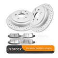 Rear Brake Rotors Pads Kit for Honda Odyssey 05-2010 Slotted Drilled Disc
