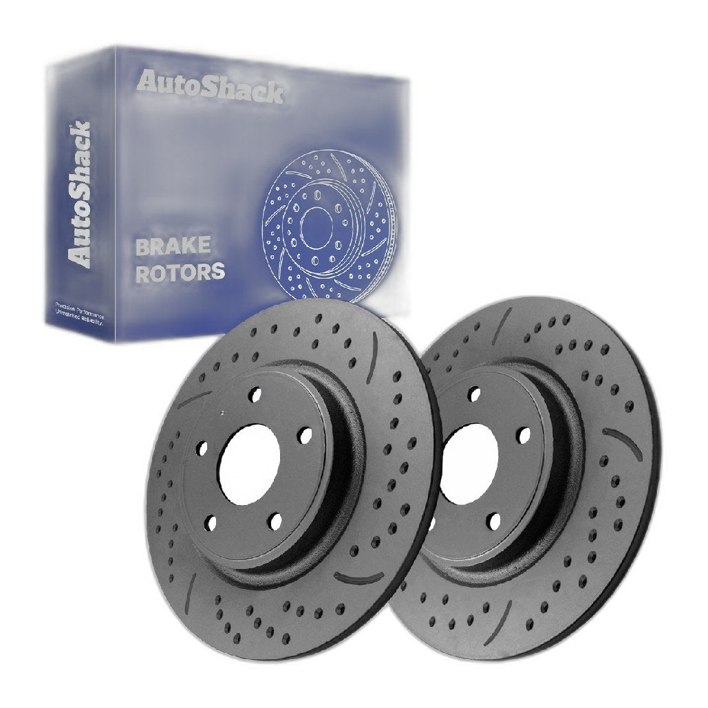Rear Drilled Slotted Brake Rotors Pair for Ram, C/V 2012-2015, FWD V6 3.6L