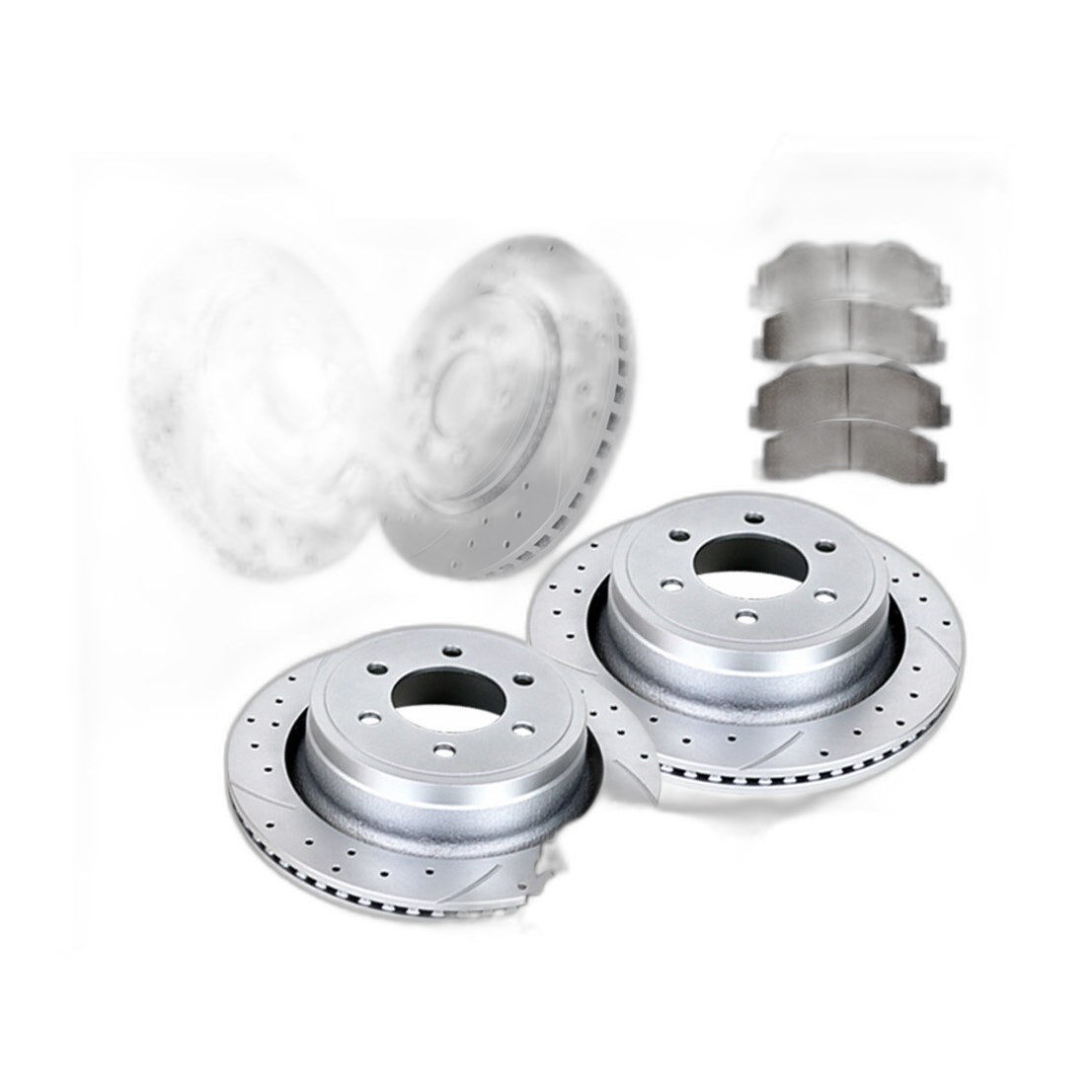 Front Rear Drilled Rotors Brake Pads Brakes Kit for Ford F-150 6 LUG 2010-2011