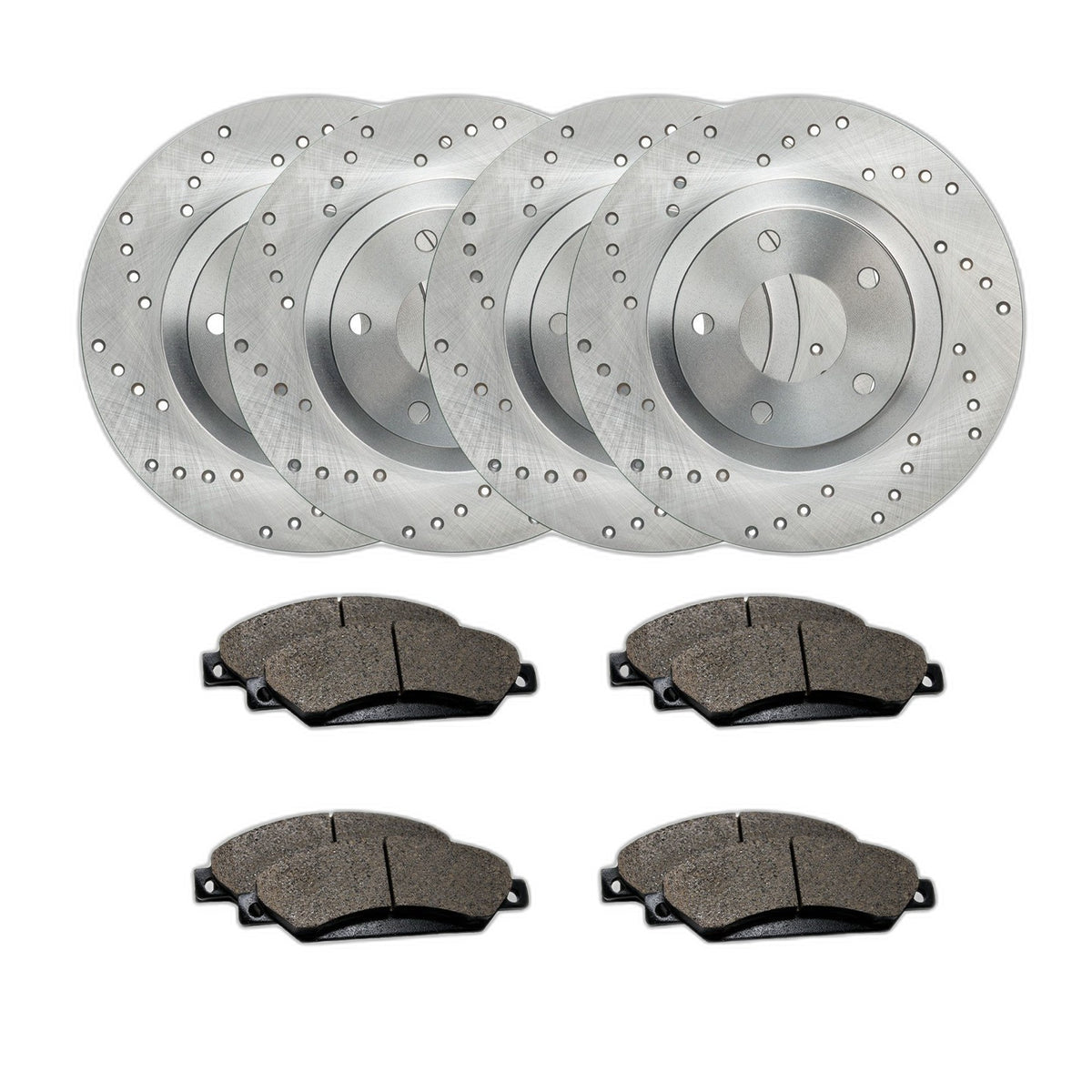 Front & Rear Drilled Brake Rotors + Pads for 2017 2018 2019 Ford Escape