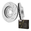 Front Brake Kit Drilled Rotors Ceramic Brake Pads for 2004-2009 Toyota Prius