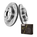 Front Brake Kit Drilled Slotted Rotors Brake Pads for 2019-2024 Ram 1500 Classic
