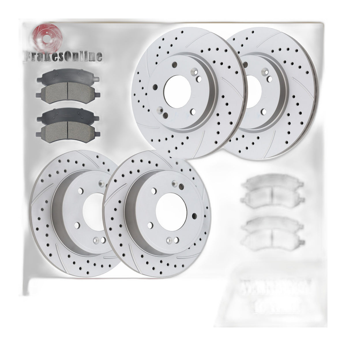 for Kia Forte 2014-2016 Front and Rear Brake Rotors Pads Kit Drilled Slotted