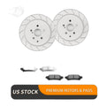 Rear Brake Rotors Pads Kit for Lexus RX350 Toyota Highlander Slotted Drilled