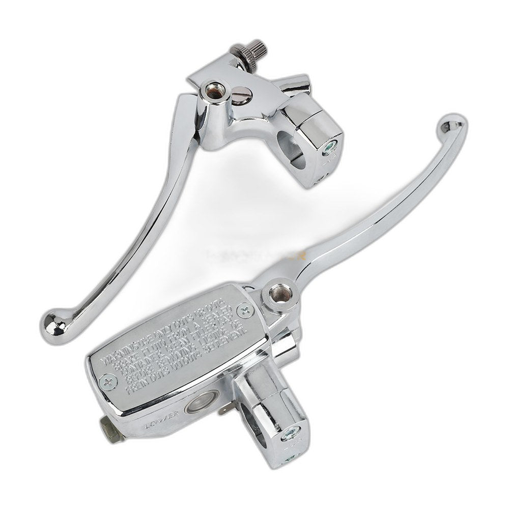 1" Motorcycle Handlebar Hydraulic Brake Master Cylinder & Clutch Lever Chrome