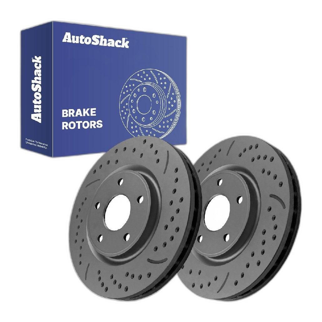Front Drilled Slotted Brake Rotors Pair for Ram, C/V 2013-2015, FWD V6 3.6L