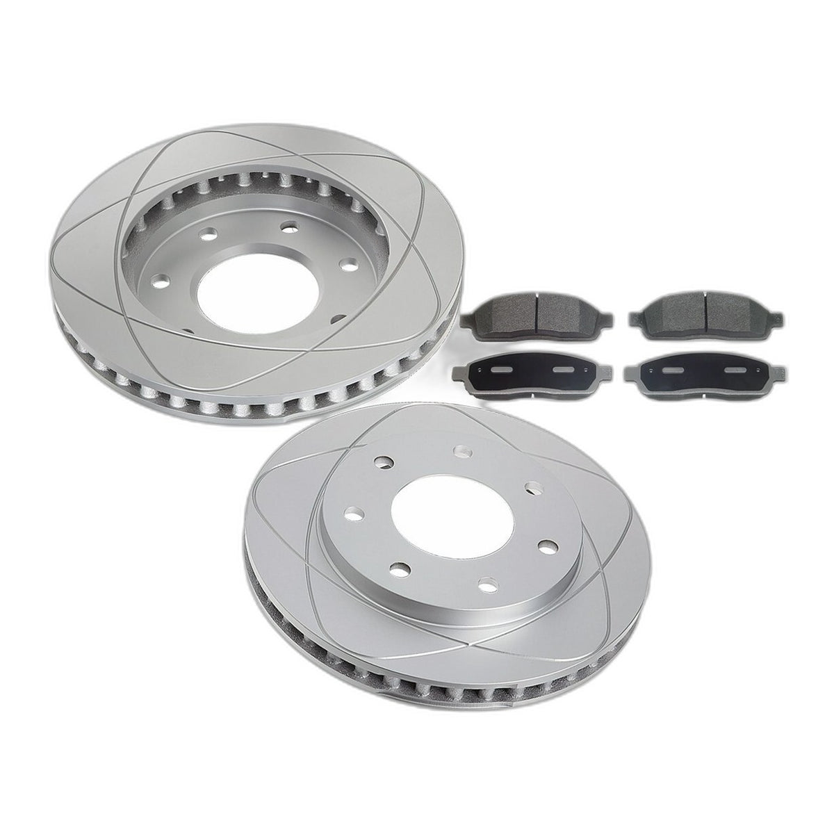 Front Slotted Disc Brake Rotors & Pads Set Fits Lincoln Mark LT, Ford F-150 4WD