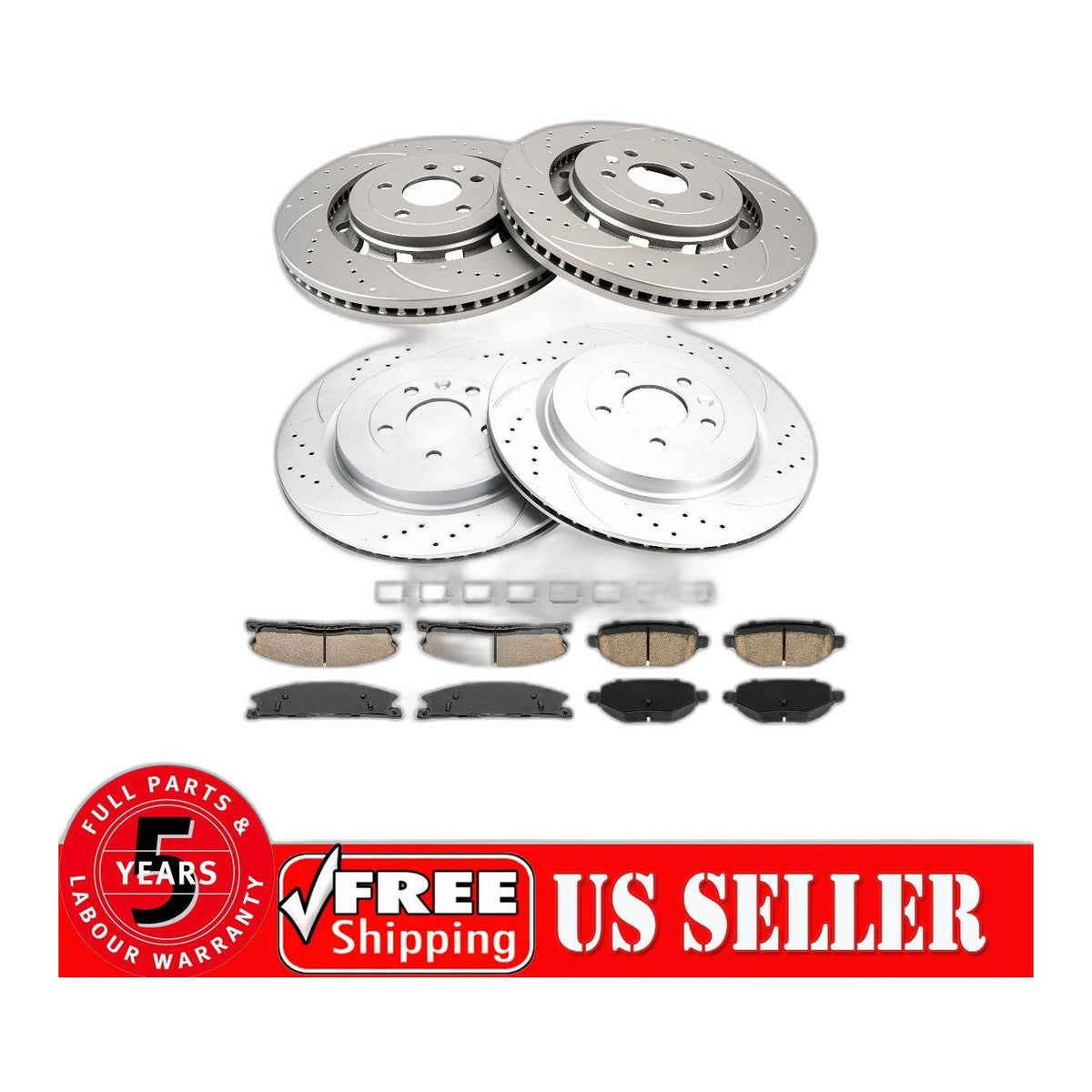 Front Rear Drilled Rotors & Pads Kit For 2015-2018 Ford Explorer 3.5L 54188